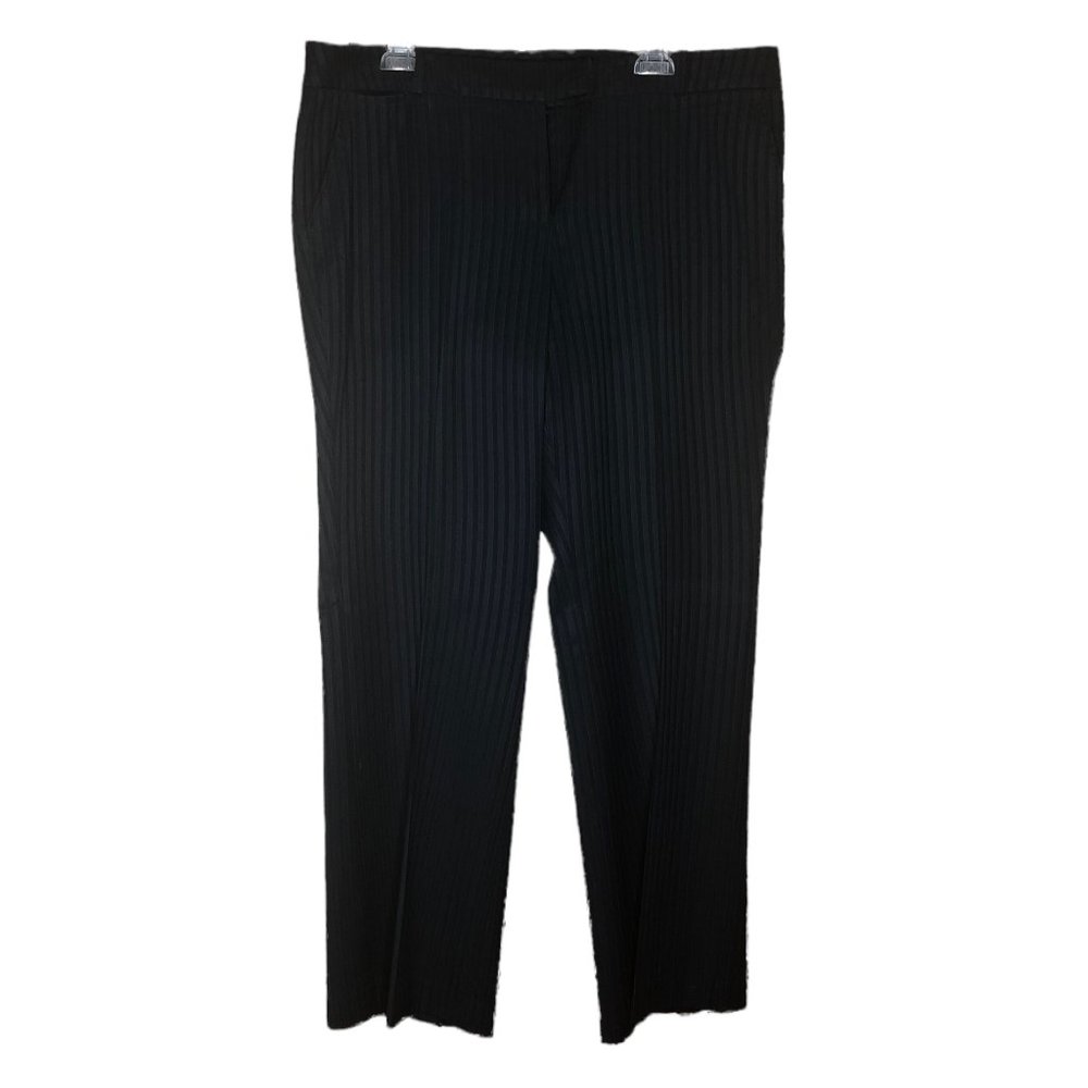 New York & Company Stretch Navy and Gold Striped Petite Dress Pants